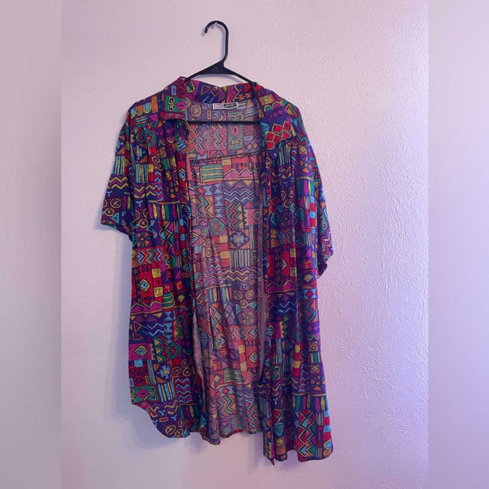 Multicolored unisex,short sleeve, button up